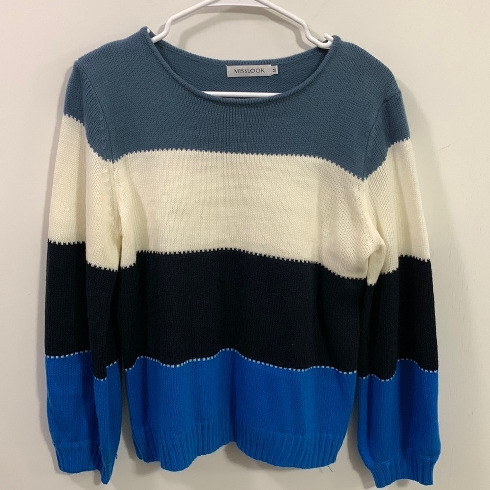 Misslook color block long sleeve sweater very good condition 4 color Sz Medium
